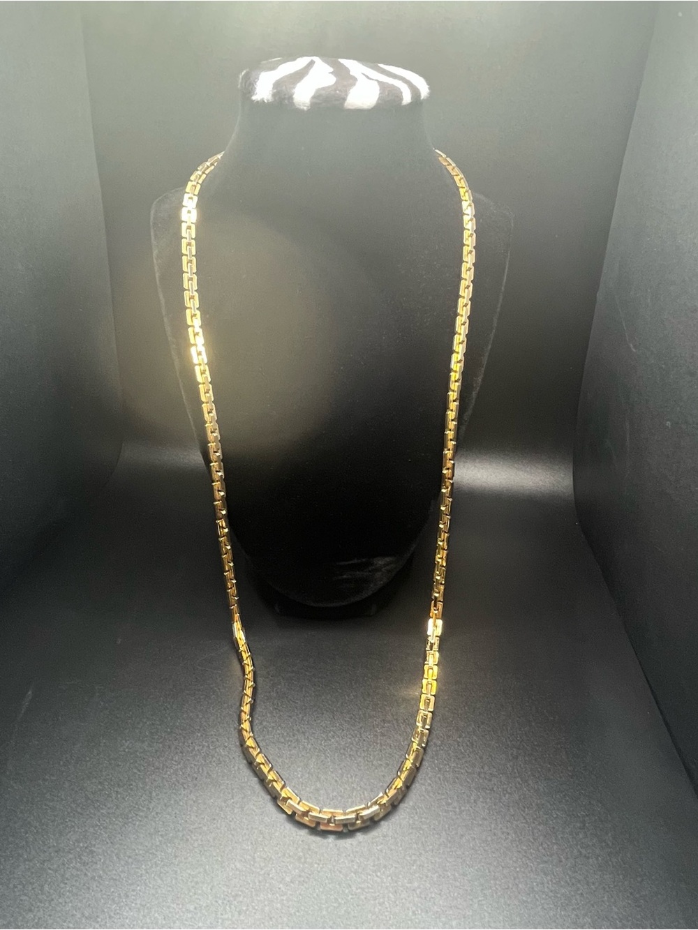 Vintage Monet Gold Tone Chain Necklace 30” Long Link Necklace Statement Chain